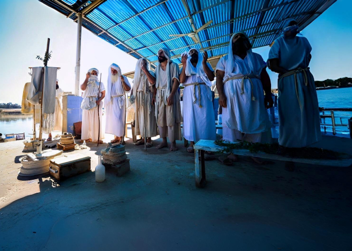 Mandaean community performing a ritual.
